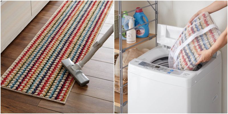 日本千趣會 - mini labo 去泥污腳踏墊-法蘭西花朵-藍綠