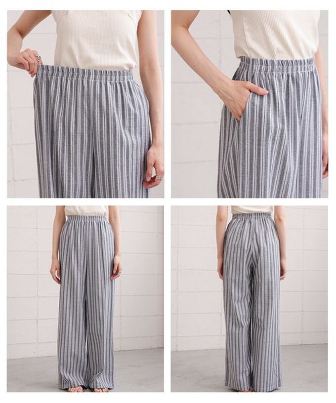 日本 Bab - 簡潔舒適混棉細肩帶長褲套裝-素面-經典黑 (M)