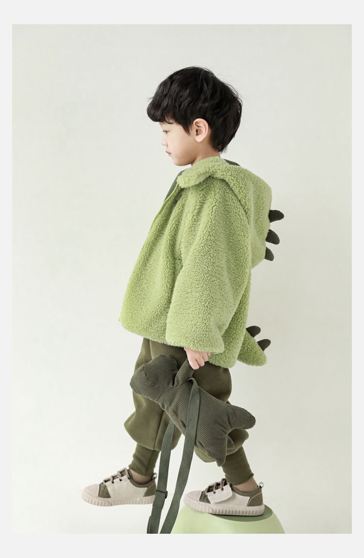 TONGMO - 羊羔絨立體造型外套-恐龍-綠色