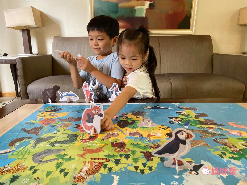 探索世界第一步【法國Janod】世界恐龍拼圖＆學習桌遊