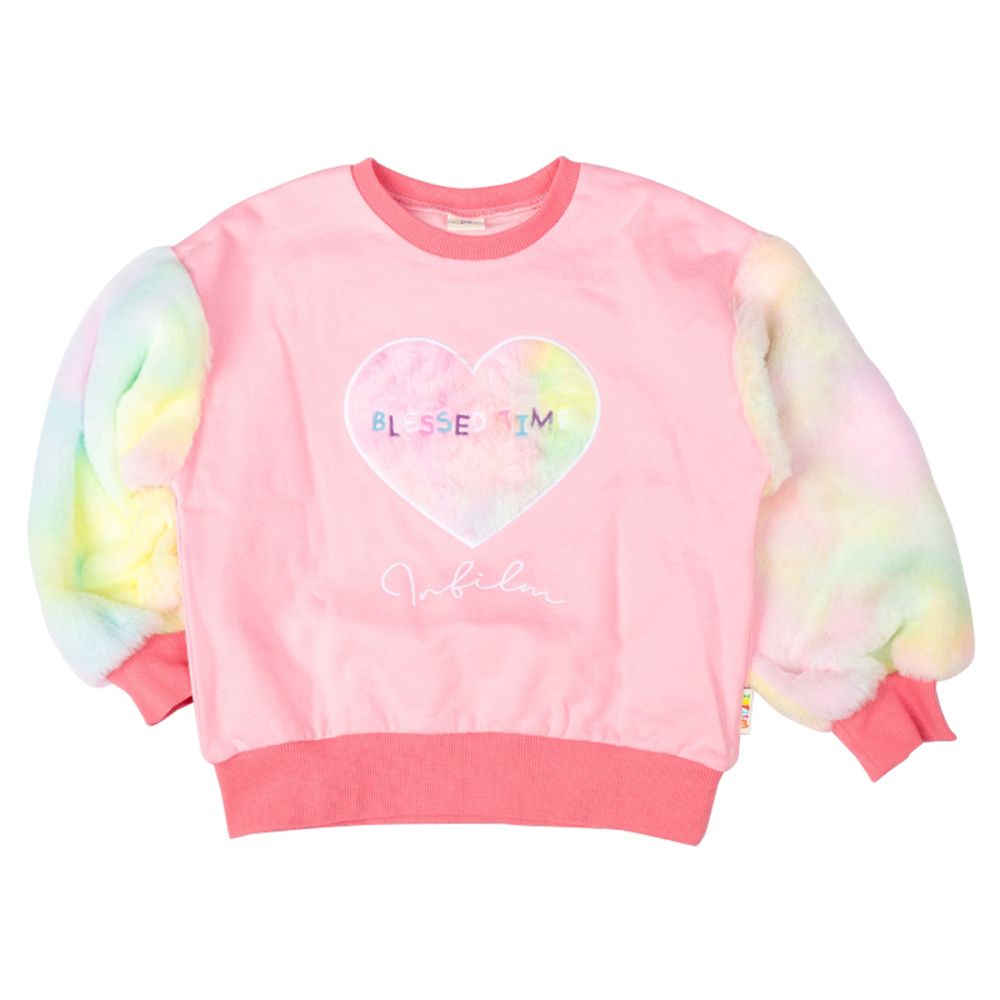 長袖休閒上衣-漸層愛心-粉紅色