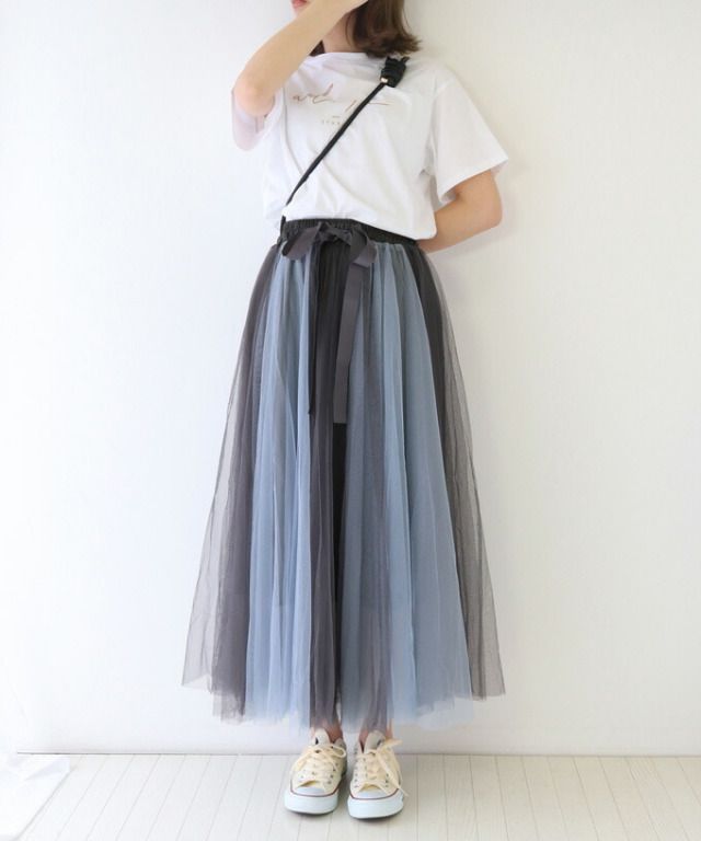 日本 BLUE EAST - 浪漫漸層拼接蝴蝶結綁帶紗裙-粉 (M(Free))