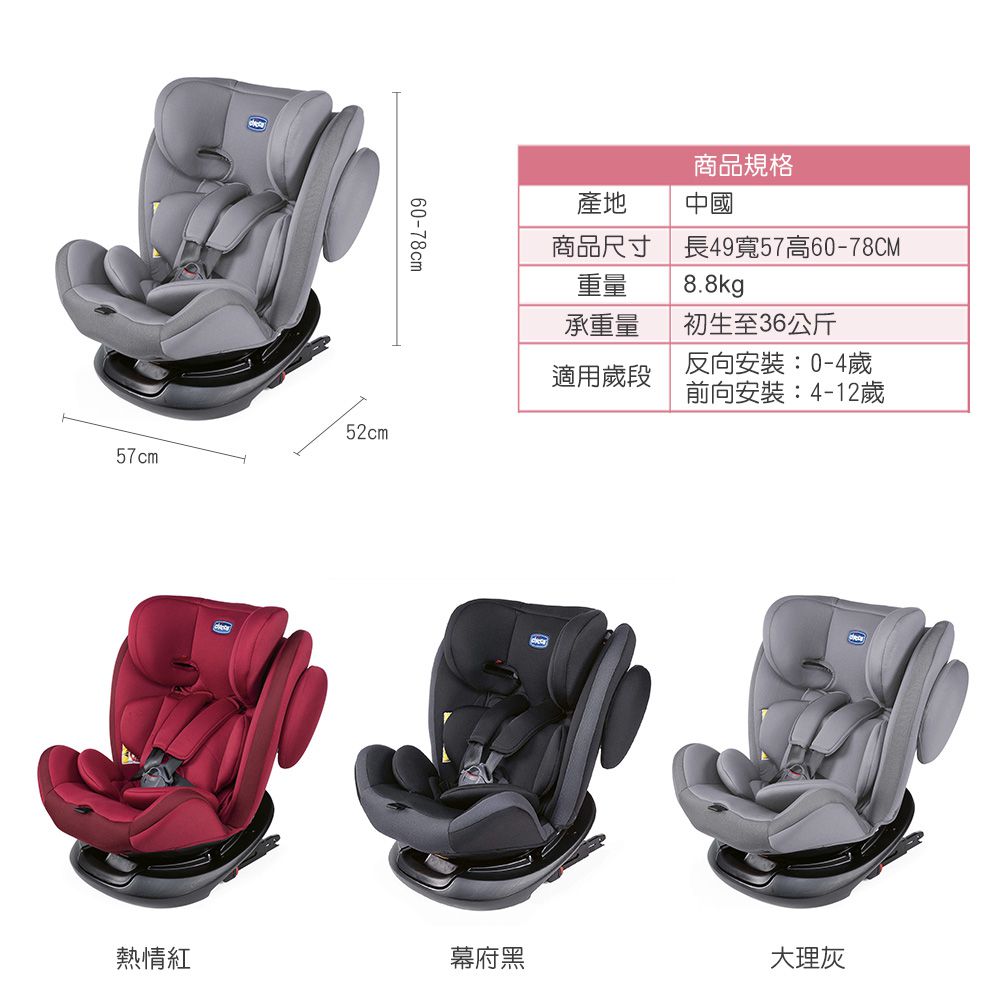 義大利 chicco - Unico 0123 Isofit安全汽座-大理灰