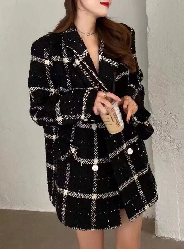 日本 GRL - 氣質格紋花呢經典西裝外套-象牙 (F)