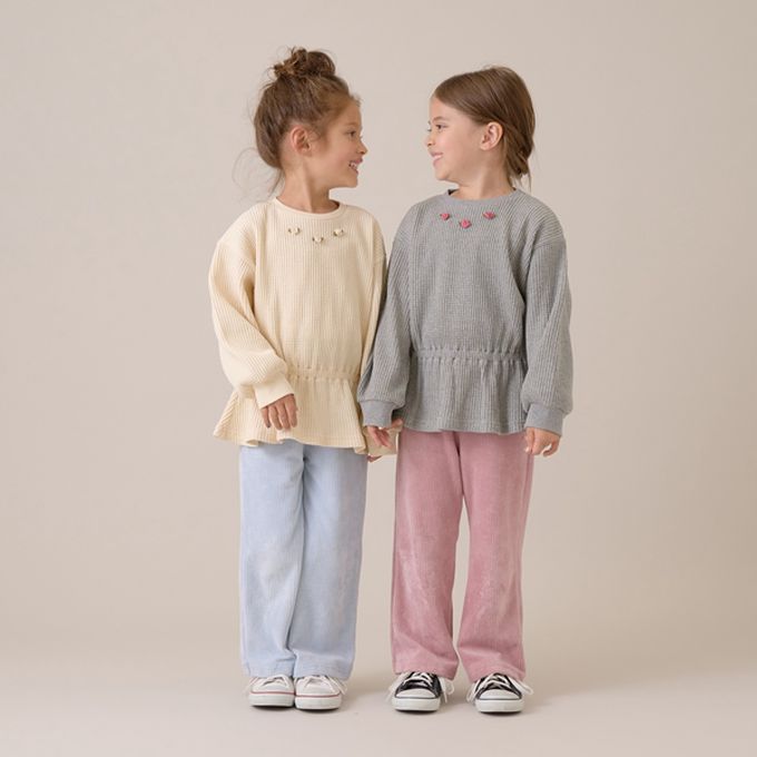 日本 Lycee mine - 柔軟絨面針織素色長褲-卡其杏