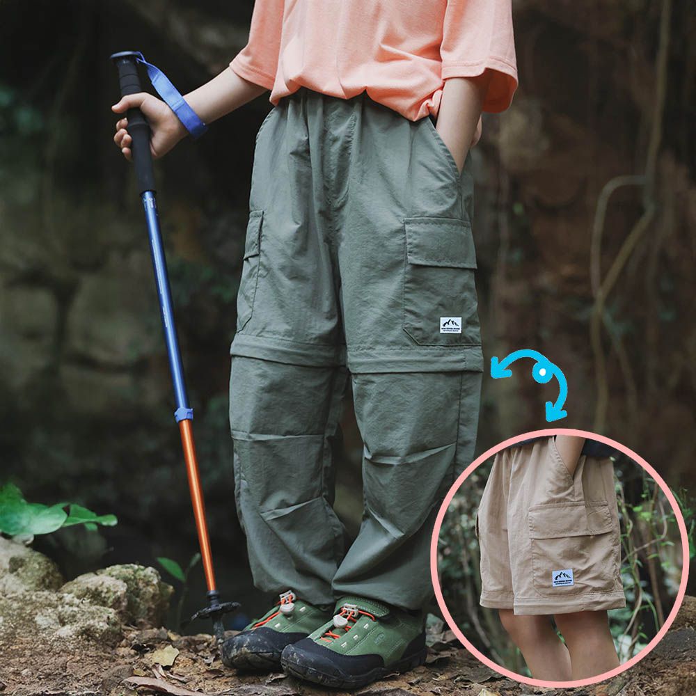 2WAY可拆式防潑水長褲-布標-綠色