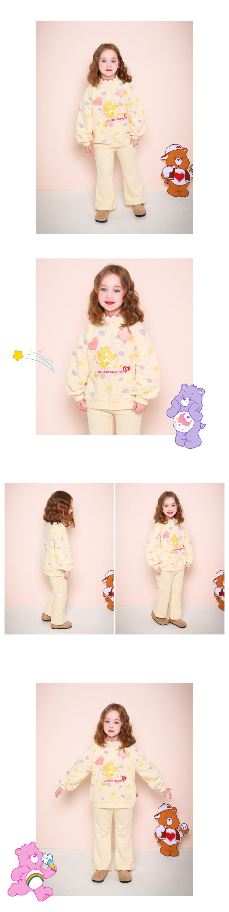 韓國 Jelispoon - (聯名款)愛心氣球印長袖套裝-奶油黃