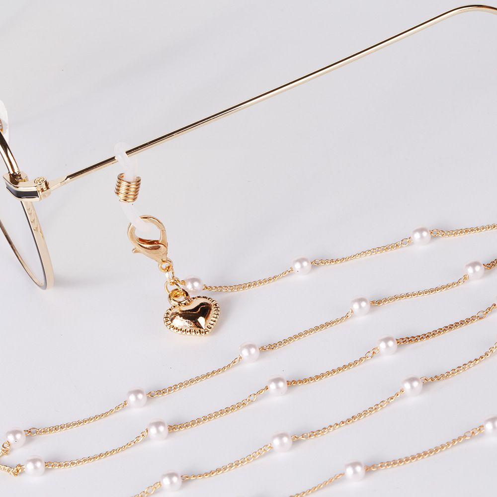 時尚珍珠金鏈口罩/眼鏡掛鏈-珍珠 (總長64cm)