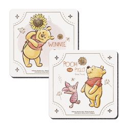 收納王妃 - 迪士尼 Disney 復古系列【向日葵維尼】珪藻土軟式吸水杯墊 吸水墊 二入組 台灣製造10x10x0.5cm