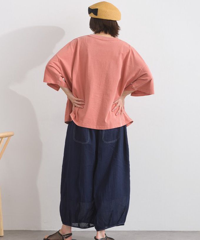 日本 Lupilien - 純棉復古刷色簡約落肩五分袖上衣-炭灰