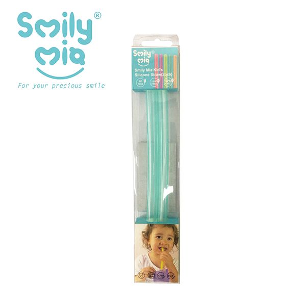美國 Smily Mia - SmilyMia矽膠吸管組2入-(2細)-粉