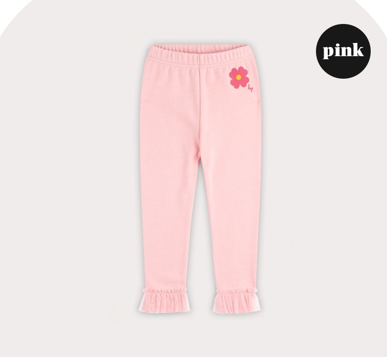 韓國 HEJMINI - (內刷毛)小花朵網紗褲管內搭褲-粉紅