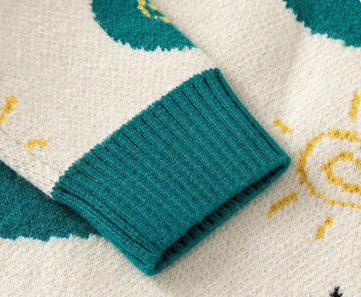 WELLKIDS - 圓領長袖針織毛衣-鱷魚-藍色