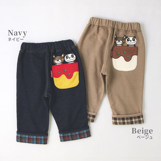 日本 ZOOLAND - 柔軟舒適格紋七分褲-蛋包飯口袋-海軍藍