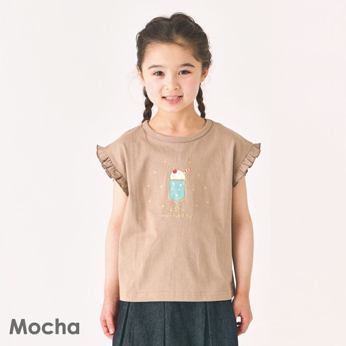 日本 evercloset - 100%棉 閃亮亮聖代短袖上衣-白