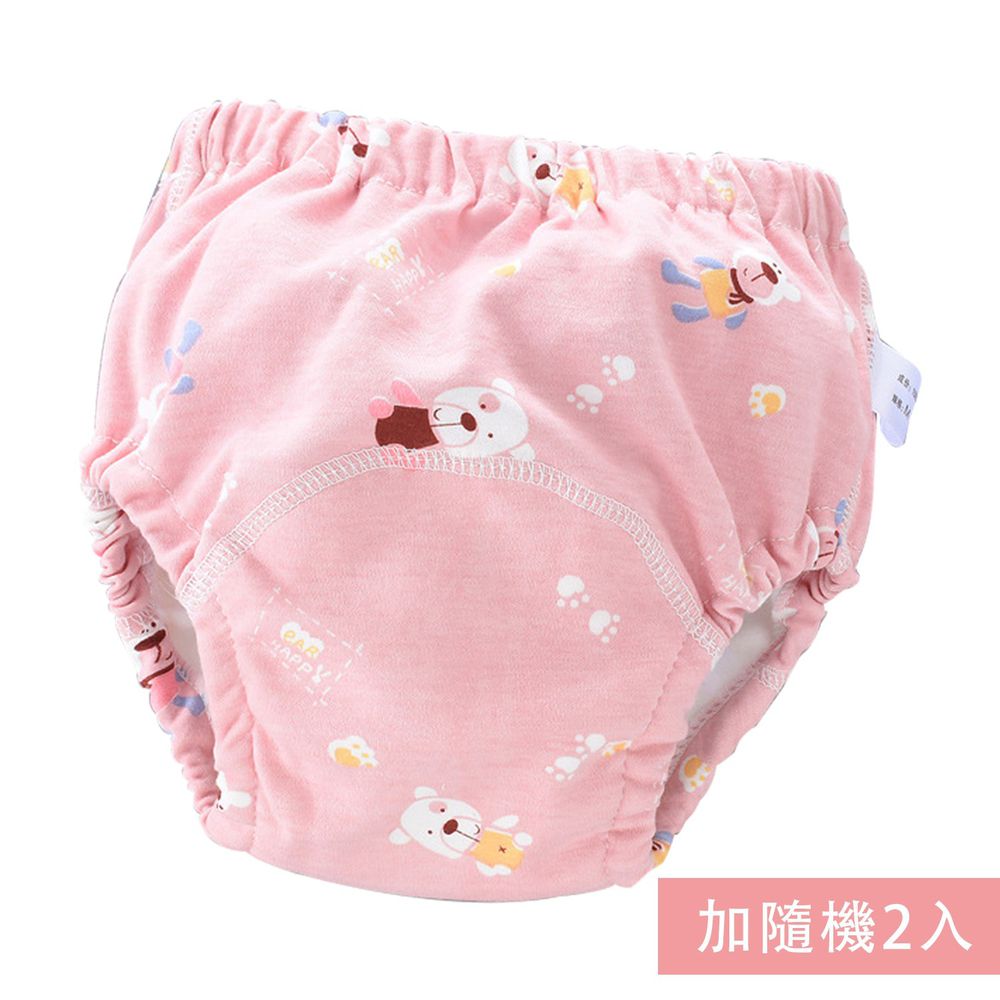 JoyNa - 可愛印花六層紗4層學習褲-3件入-粉色小熊+隨機2入