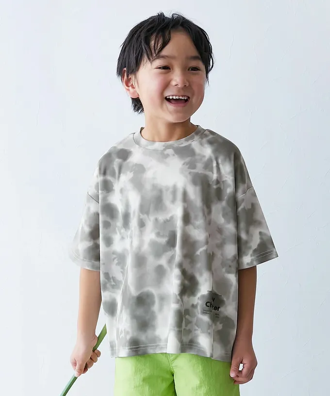 日本 devirock - 涼感速乾網眼 暈染印花短袖上衣-藍紫