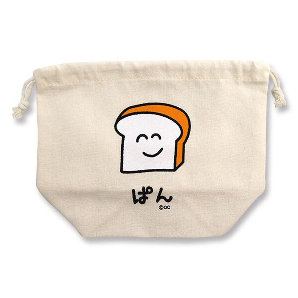 日本 OKUTANI - 童趣插畫純棉收納束口袋-吐司 (21x17x9cm)