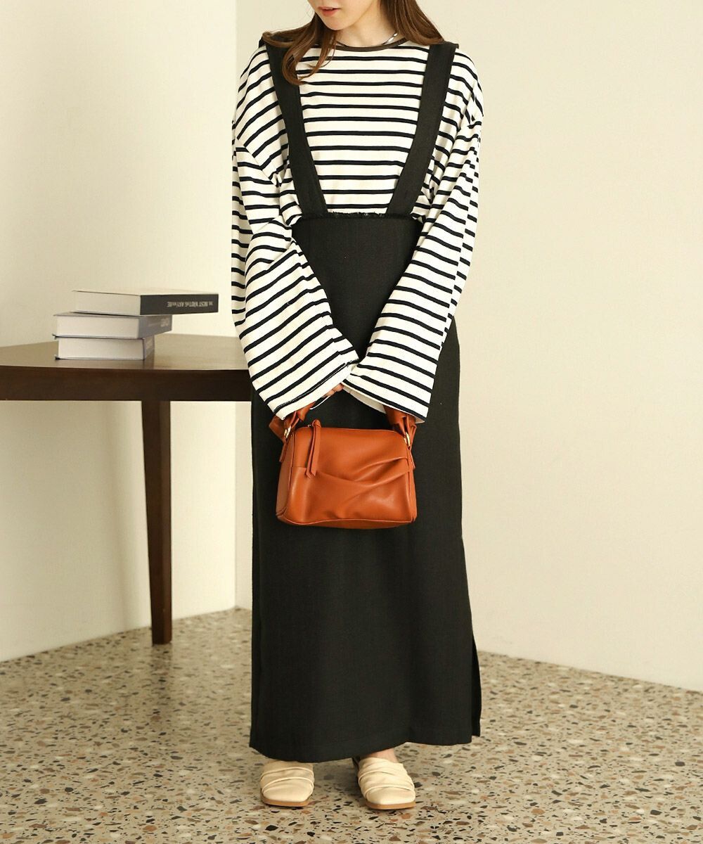 日本 Bab - 2WAY簡約收腰吊帶裙-知性黑