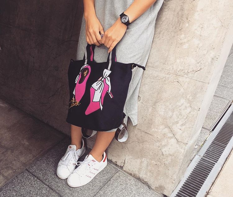 mis zapatos - 3way美腿包(棉布)-蝴蝶結綁帶高跟鞋-BR咖啡色 (21*30*15cm)