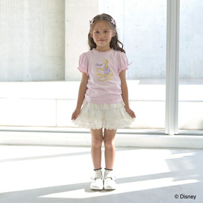 日本 Lycee mine - 蕾絲領泡泡袖公主角色上衣-卡通人物仙杜瑞拉-米白