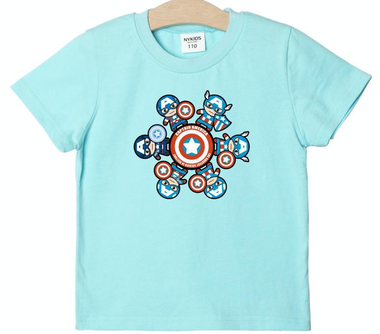 (韓製)正版復仇者聯盟 - 純棉T-美國隊長的軍隊-黑