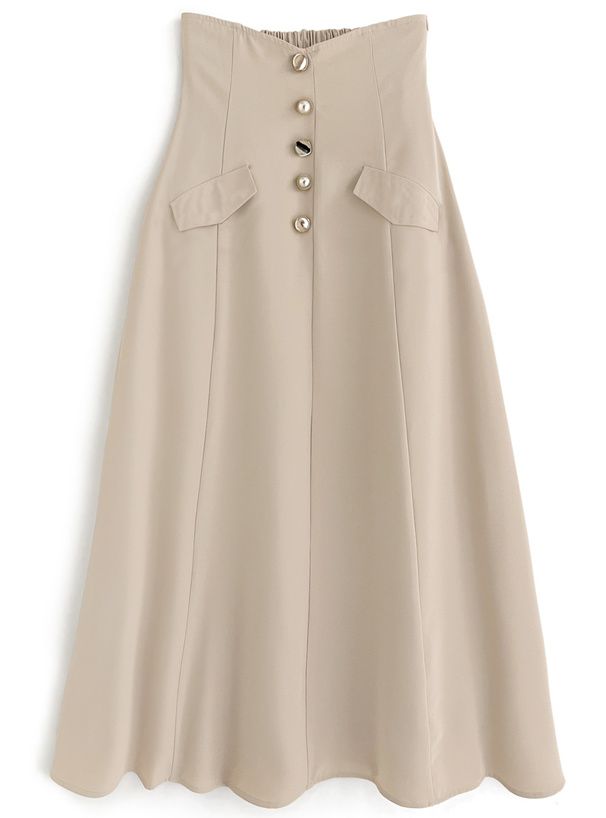 日本 GRL - 奧黛莉赫本金釦修身長裙-海軍藍