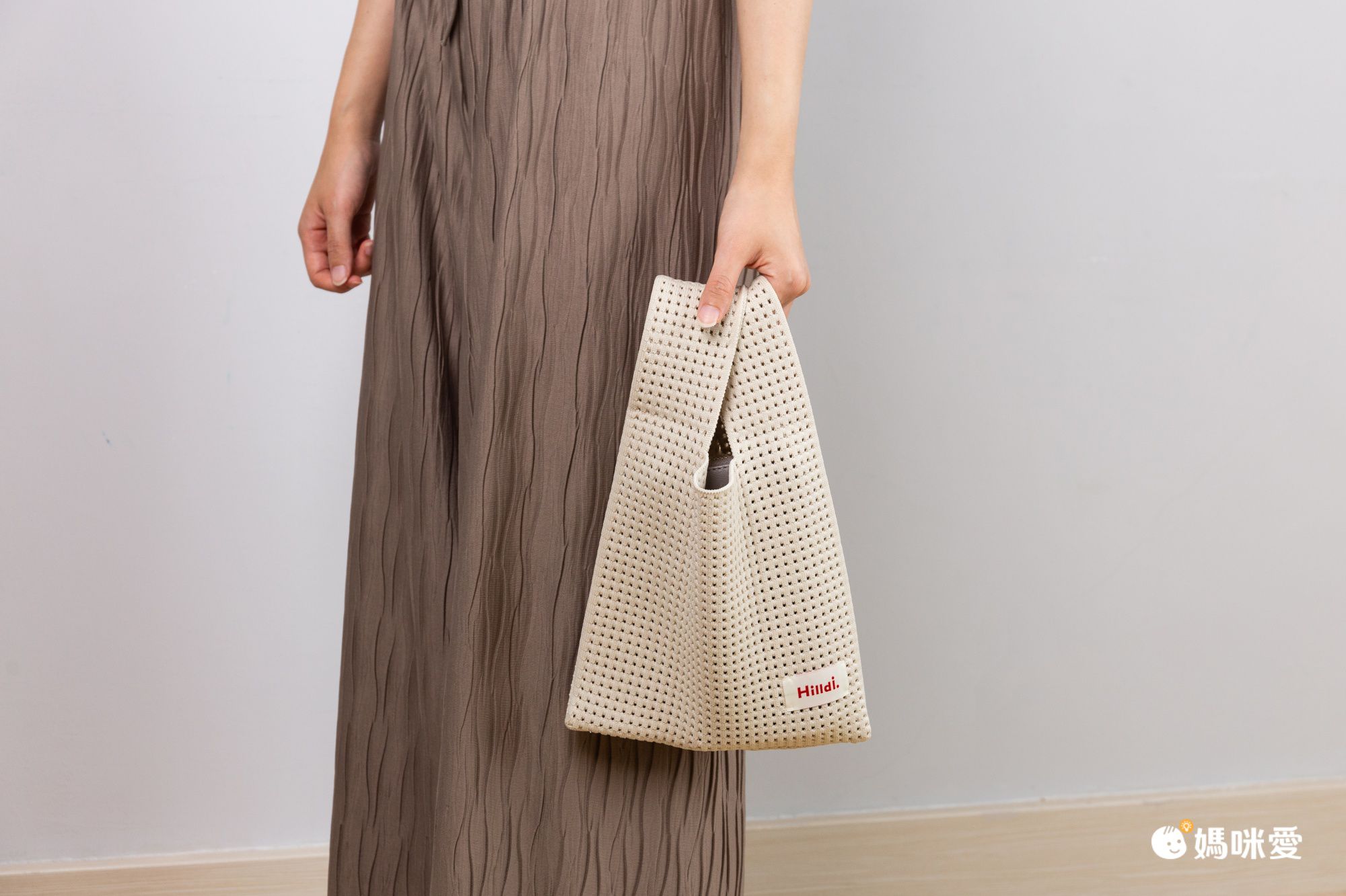 簍空休閒針織手拿包/手提包-草綠色 (20x35cm)