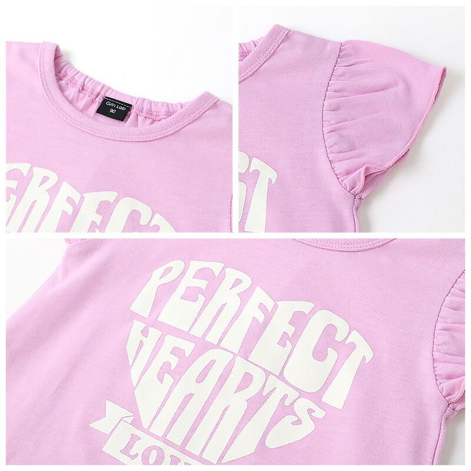 日本 ZOOLAND - 可愛女孩印花短袖上衣-蕾絲下擺-薄荷綠