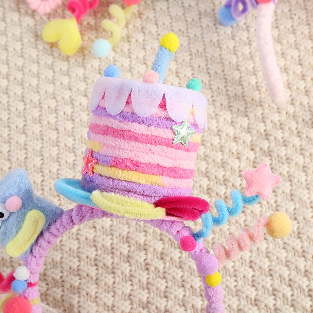 手工扭扭毛根生日蛋糕生日派對髮箍