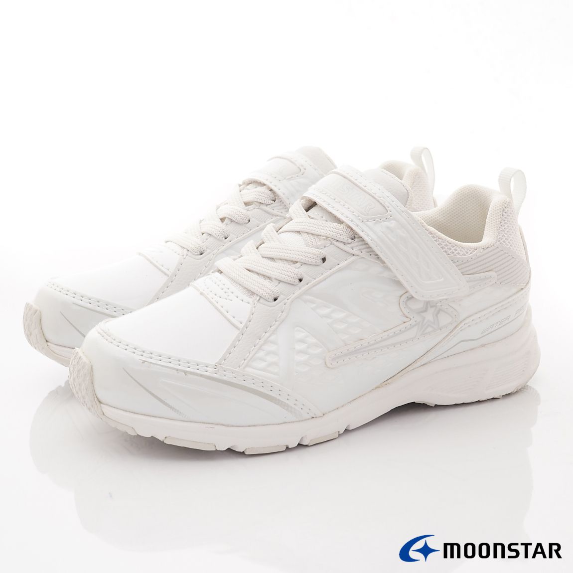 Moonstar日本月星 - 防潑水競速運動款(中大童款)-運動鞋-白