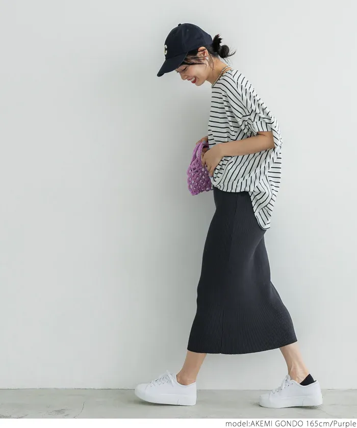 日本 COCA - 四季百搭彈性修身長裙-煙燻粉