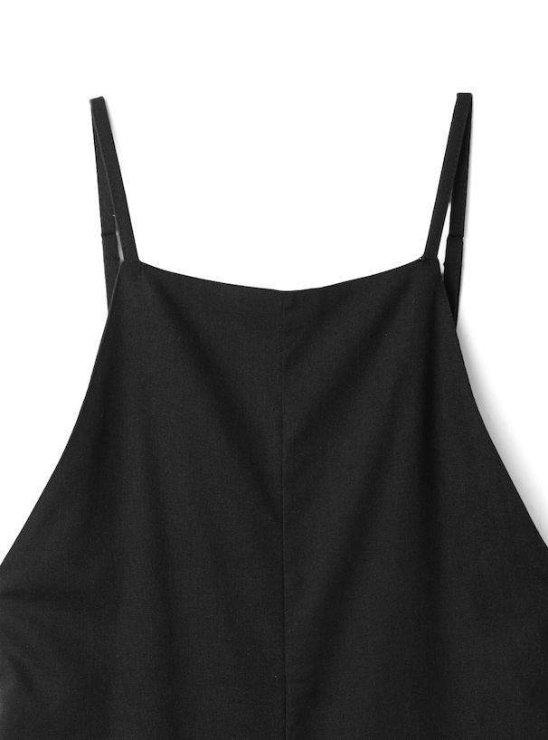 日本 GRL - 簡約棉麻透氣吊帶褲-黑