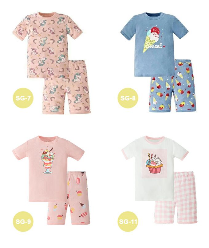 日本 Ho-ho kids - 100%棉 舒適短袖睡衣/家居服-橘黃恐龍-米白