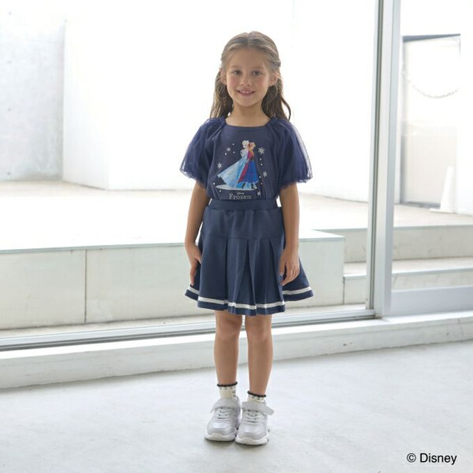 日本 Lycee mine - 閃耀冰雪公主薄紗泡泡袖上衣-水藍