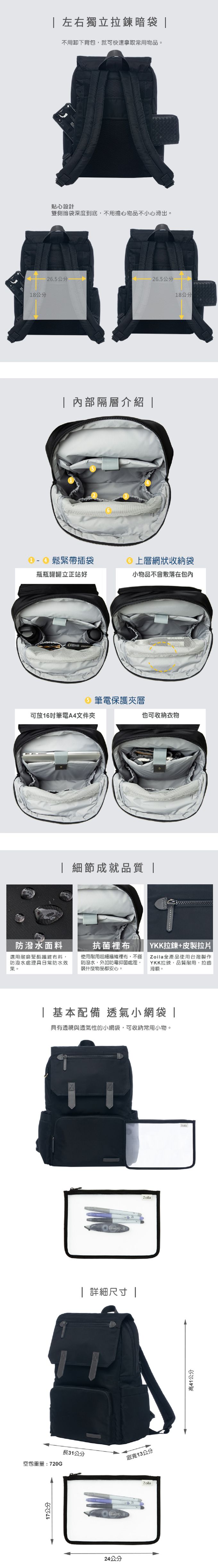 Zoila - 神隊友後背包-經典黑