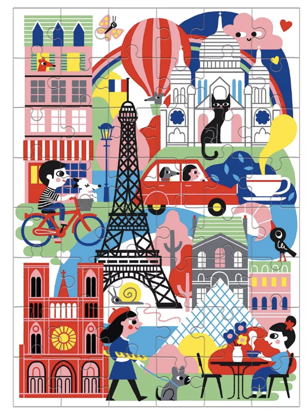 美國 mudpuppy - 迷你拼圖-巴黎-48片