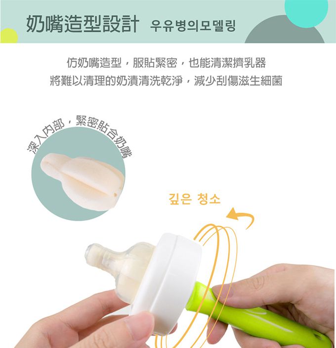 韓國 Maming - 韓國360度旋轉奶瓶刷(內附奶嘴刷1支)