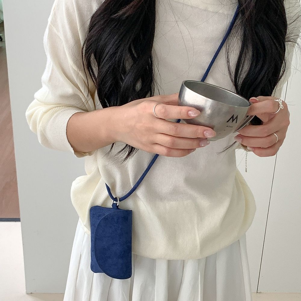 韓系小眾迷你造型斜背/頸掛包-麂皮款-寶藍