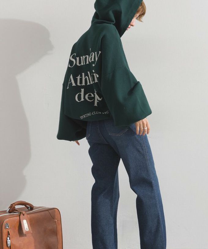 日本 Lupilien - Sunday休閒寬大版型針織帽T-海軍藍