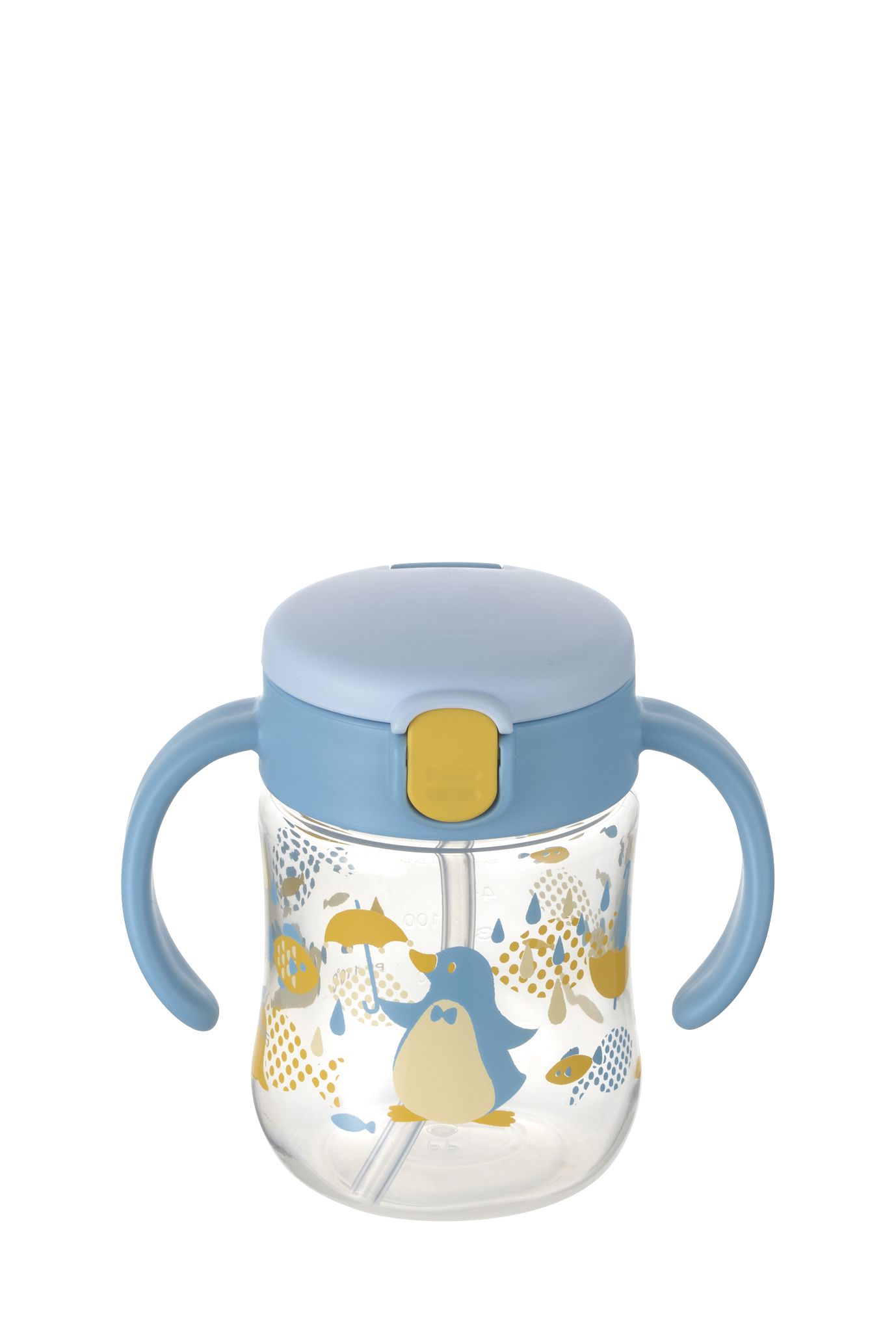 日本 Richell 利其爾 - 萌答答吸管水杯-200ML-藍/黃-7個月適用