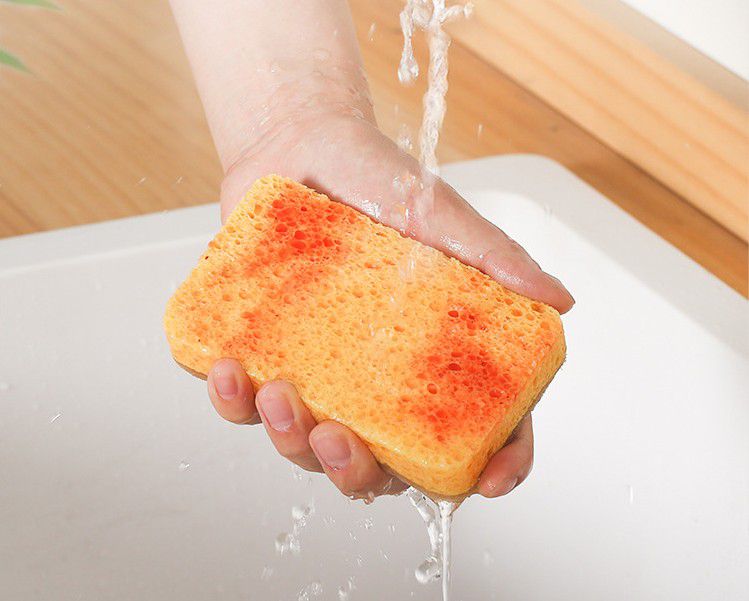 天然木漿棉椰絲海綿清潔刷-雙面-橘色
