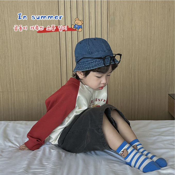 love, charlotte - 小熊家族薄款短筒棉襪-4 雙一組