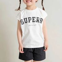 日本 BRANSHES - 率性女孩法式袖上衣-英文logo-白