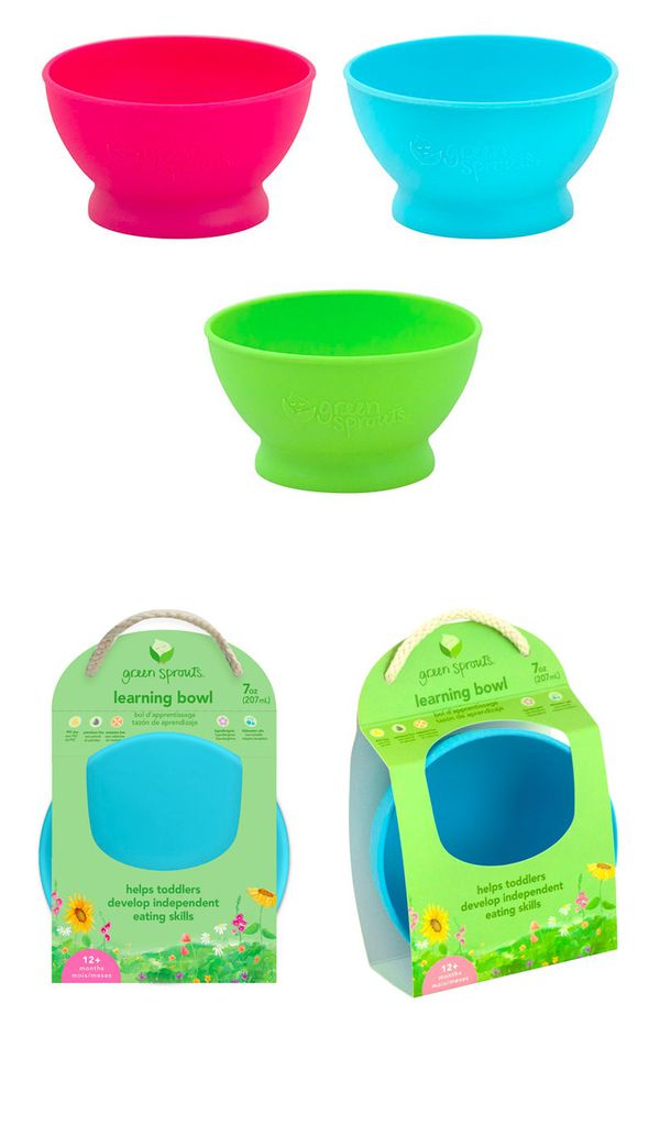 美國 green sprouts - 小綠芽寶寶矽膠防滑學習碗單入組-水藍