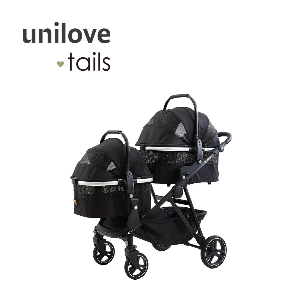 英國 Dlxtour好好推雙籃寵物推車-大提籃L(黑)+中提籃M(黑)