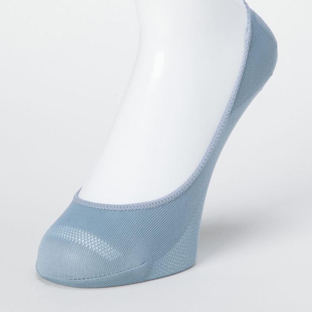 日本 okamoto - 超強專利防滑ㄈ型隱形襪-光滑編織 淺履款-水藍