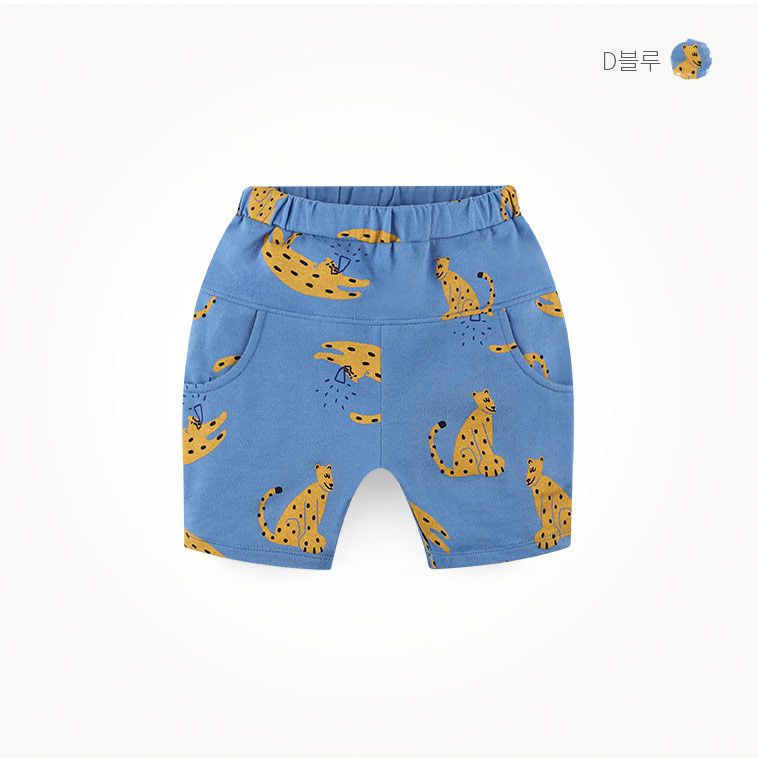 韓國 milk mile - 滿版花豹短袖套裝-灰藍