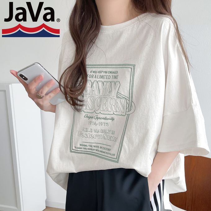 日本 Classical Elf - Java 混有機棉氣質刺繡印花短袖T恤-白