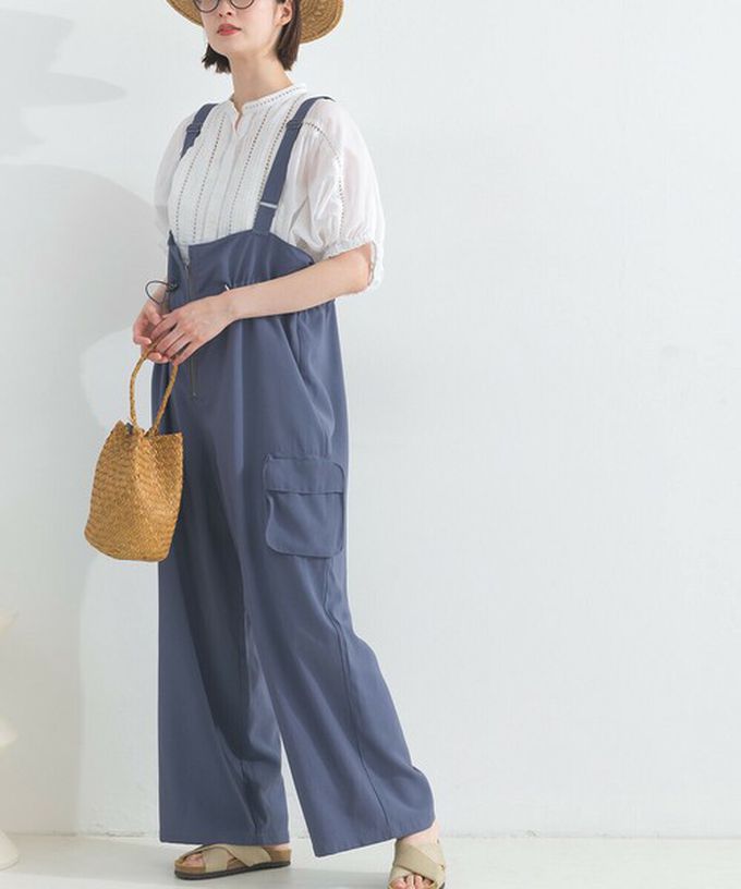 日本 Lupilien - 柔軟可愛抽繩束腰工裝風吊帶褲-卡其棕